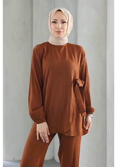 Bağlama Detaylı Takım Kahverengi Kahverengi