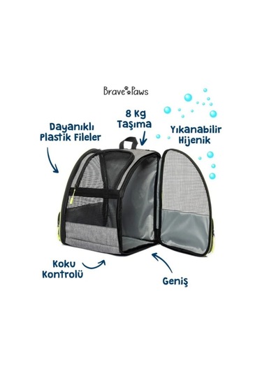 Brave Paws Sp Kedi Köpek Çantası Yıkanabilir Ve Hava Alan Piramit Model Siyah