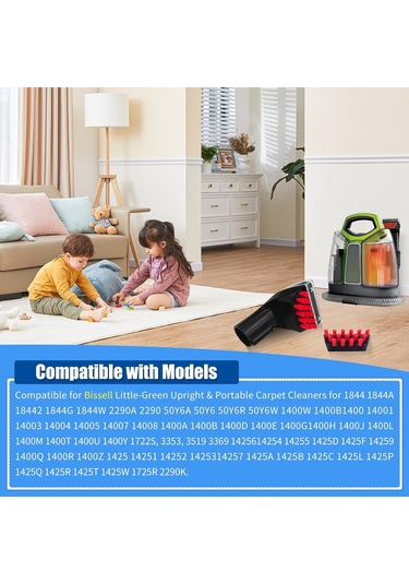 Lemestar Ev Temizliği Fırçası Seti - 2 Adet Abs Nylon, Koltuk Halı Araç Koltuğu Temizleme, Kolay Kurulum Kırmızı