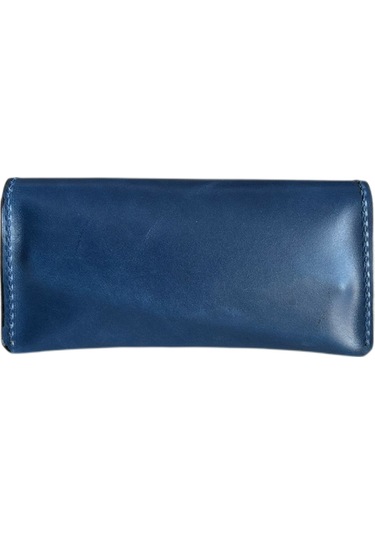 Lnderi Gerçek Deri Gözlük Kılıfı -  Deri Güneş Gözlüğü Kabı Mavi