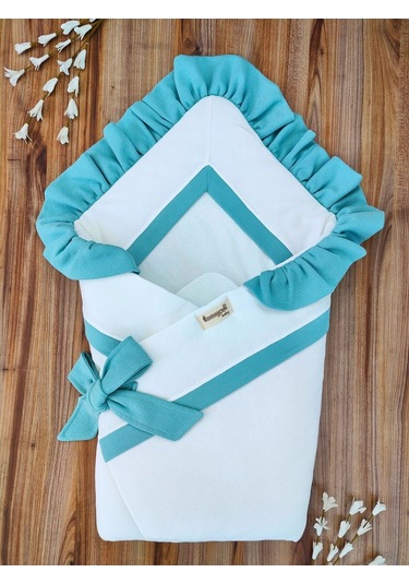 Bebek Battaniyesi Kundağı %100 Pamuklu İnci Waffle Kumaş Yenidoğan Hastane Çıkışı Hediyelik Örtü Yeşil