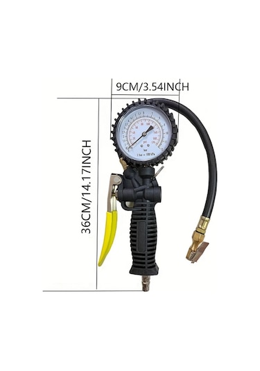 Xuweiwei Analog Ekranlı Yüksek Hassasiyetli Dijital Lastik Basınç Göstergesi Sarı Tutma Ölçeği Dayanıklı İzole Edilmiş Çoklu Adaptörler İçerir
