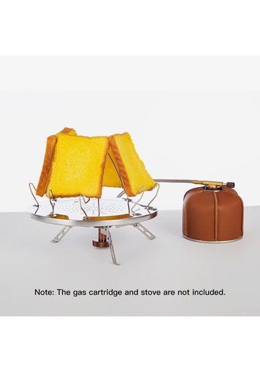 Geeksen Katlanır Kamp Izgarası - 4 Dilim Paslanmaz Çelik Portatif Ekmek Kızartma Makinesi Gümüş