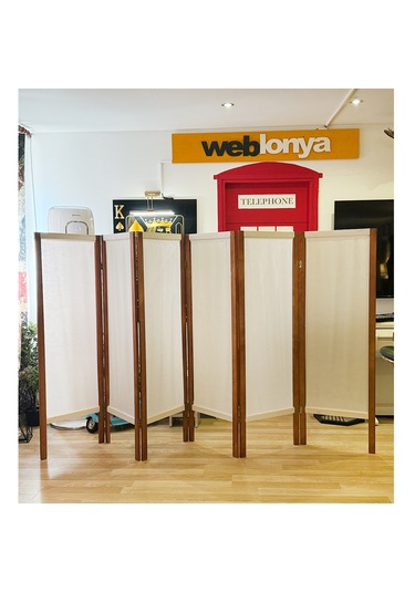 Ahşap Paravan Seperatör 6 Kanatlı Ara Bölme Dekoratif 5396