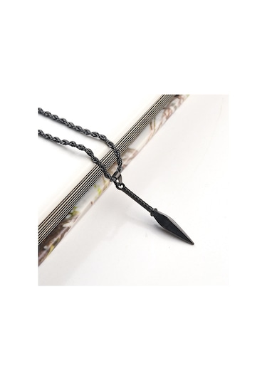 Ok Ucu Siyah Erkek Kolye Çelik Takı Aksesuar K24 T5