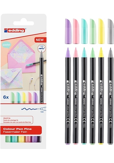 Edding 1200 Ince Uçlu Keçeli Kalem 6Lı Set Pastel Renkler