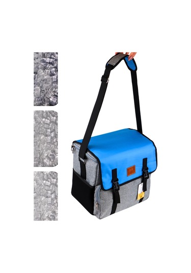 Perlotus Yalıtımlı Termos Piknik Kamp Çantası Büyük Boy 16 Lt Su Geçirmez İki Renkli Gri