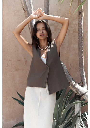 Mai Collection Mai Studios Co. Maysa Nakış Detay Yeşil Yelek Yeşil
