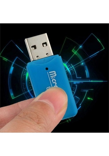 Mavi Mini Taşınabilir Usb 2.0 Tf Mikro Sd Hafıza Kartı Okuyucu Pc Dizüstü Bilgisayar İçin