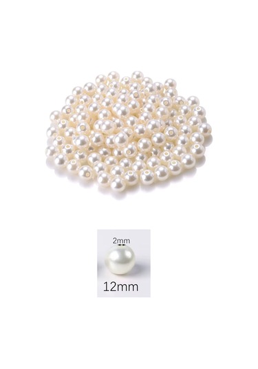 1.000 Gram 1 Kg. 12mm Krem Renk Plastik İnci Boncuk Çanta Ve Ta