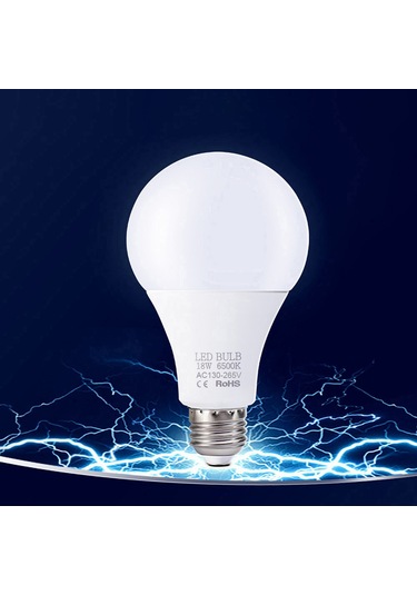 Xindoker E27 Uçlu 18w Led Ampul, 130-265v Aralığında Çalışır, 6000-6500k Beyaz Işık, 270 Derece Açılı, Enerji Tasarruflu, Smd 2835 Teknolojisi Çok Renkli