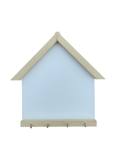 20x25cm Beyaz Ahşap Çerçeveli Boyanabilir Açık Anahtarlık Panosu