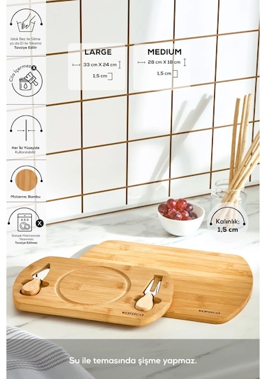 Karaca  Lily Bamboo 2'li Pro Kesme Ve Sunum Tahtası