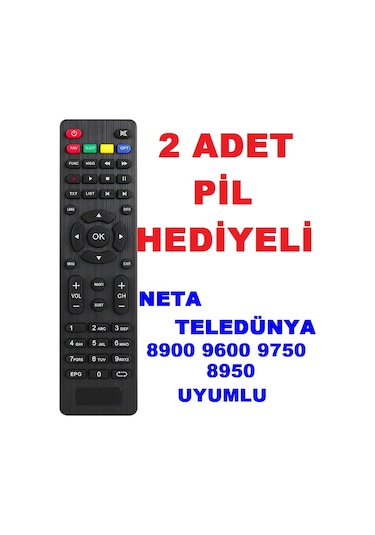Neta 8900 8970 8950 9600 Teledünya Hd Kumanda 2 Adet Pil