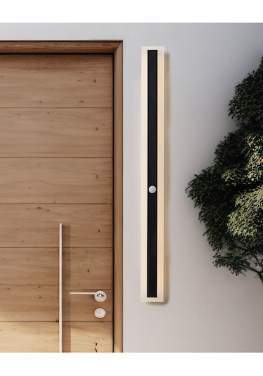 Siyah Led Dış Mekan Duvar Lambası, Hareket Sensörlü, Modern Ve Suya Dayanıklı