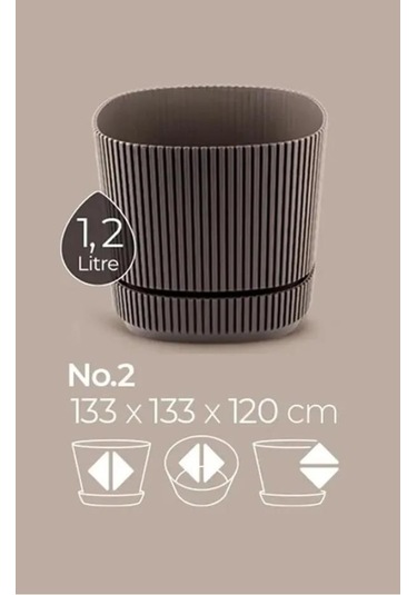 Omnipazar Krs-242 Pera Kare Dekoratif Kaktus Sukulent Saksı 1,20 Litre No 2 Kahverengi