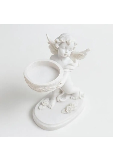Simalend Şamdan "beyaz Tüylü Melek" 12,5x10x5,8 Cm 144771832 Beyaz