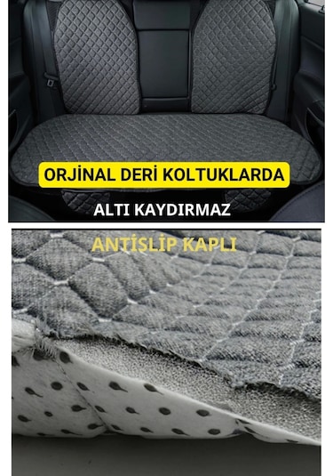 Audi A4 2008-2015terletmez Kaymaz Keten Oto Minder Kılıf Komple Set 7 Parça Gri Ön Ve Arka