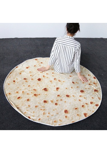 Suofeng Meksika Tortilla Desenli Koltuk Yatağı Battaniye, Gevrek Lezzetli Görünüm, 120cm Çap, Yumuşak Ve Isı Sağlayıcı Diğer