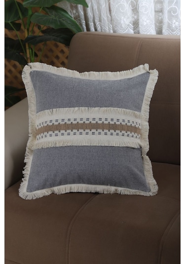 Dnc Home Tekstil Ndchome Gri Antrasit Kalın Dantel Kırlent43 X 43
