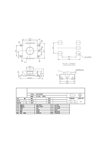 W310 5-Pin Smd Reset Basma Düğmesi Anahtarı 662.5 Mm