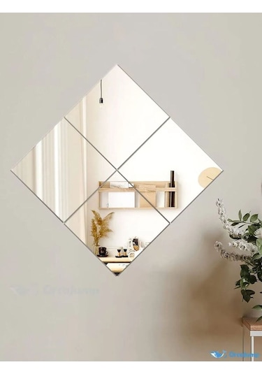 Dekoratif Kare Ayna 4lü 20x20 20x20 Gümüş