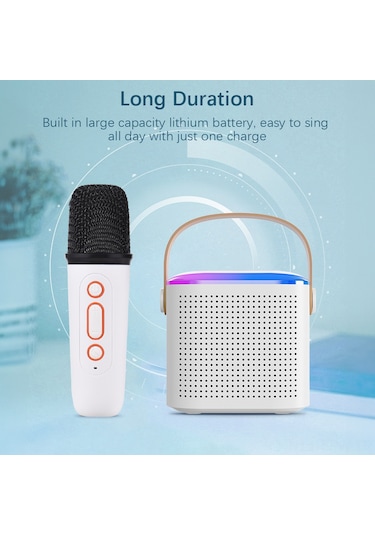 Maiyame Profesyonel Mini Karaoke Hoparlör Ve Mikrofon Seti, 5 Ses Efekti, Eko Ve Ses Ayarları, Pembe/beyaz Seçenekli