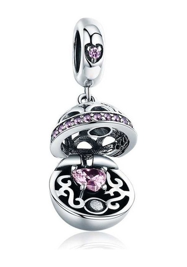 Fastbuy S925 Ayar Gümüş Aşk Sürpriz Kolye Ve Dıy Bilezik Aksesuarları Pembe Çok Renkli Çok Renkli