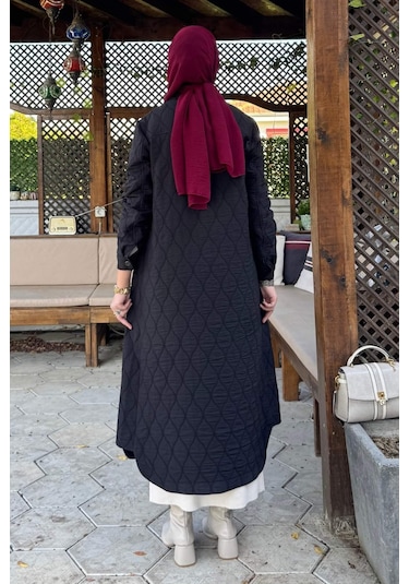 Rabia Şamlı Elmas Kapitone Kap Siyah Çok Renkli