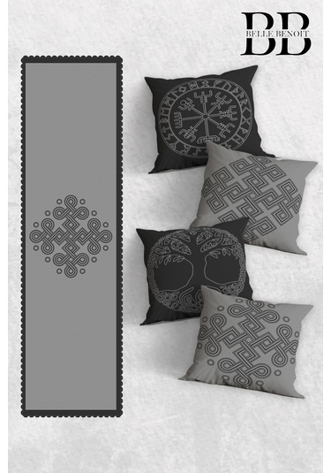 Belle Benoit Baskılı Runner & Koltuk Kırlent Kılıfı Set Desen49