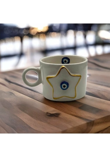 Altın Yaldız Yıldız Nazar Fincan Mug