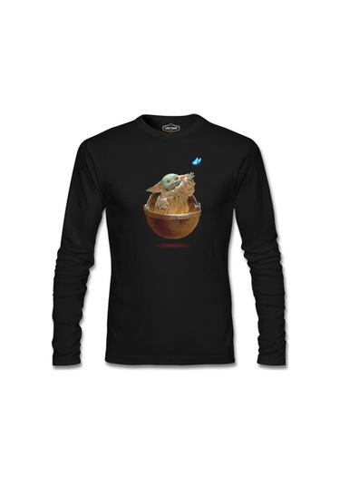 Baby Yoda - Kelebek Siyah Erkek Sweatshirt