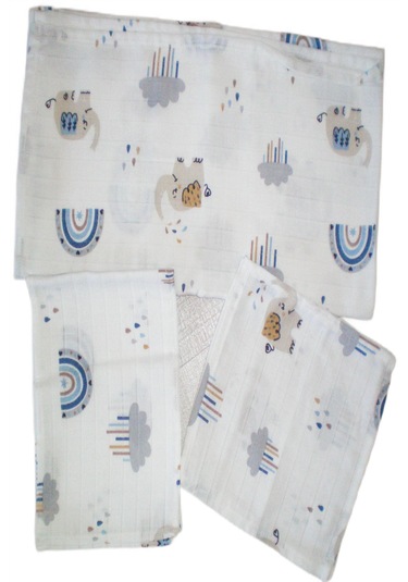 More Home Müslin Bezi Set 5 Parça % 100 Pamuklu Filli Bulutlu Açık Gri