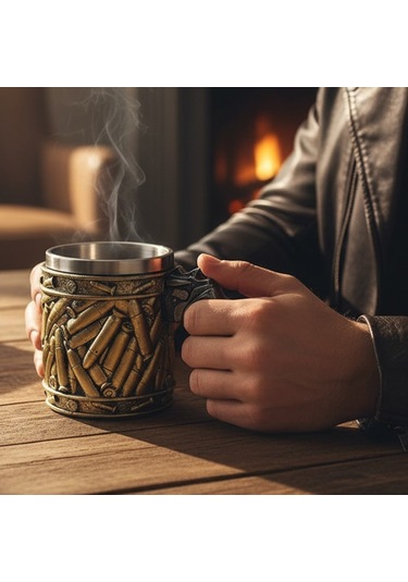 3d Mermi Desenli Metal Kupa Bardak Tabanca Saplı Tasarım Diğer