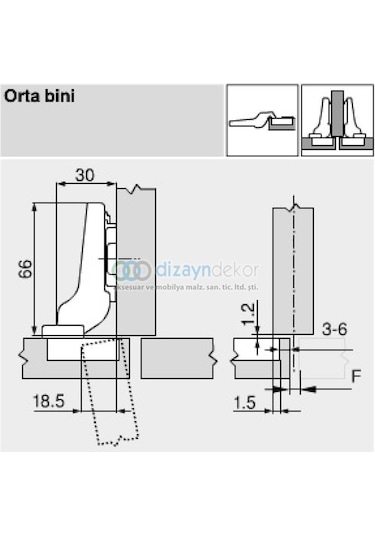 Blum Klip Yarım Deve Menteşe 71m2650 + 173l6100
