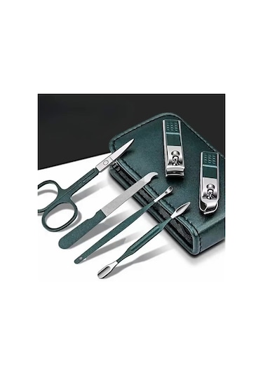 Hymark 6 Parça Deri Çantalı Manikür Pedikür Özel Tırnak Makası Seti