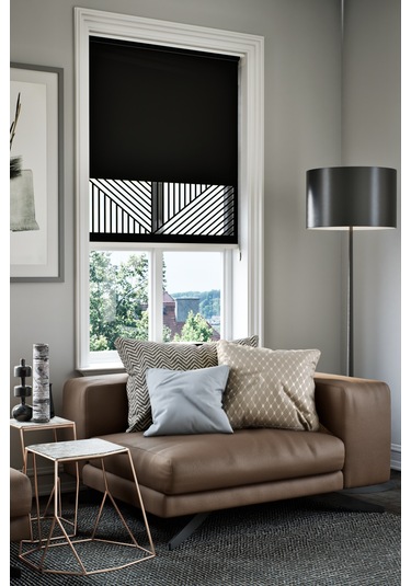 Perdea Lazer Kesim Mat Stor Perde, Lazer Kesimli Klasik Serisi, C-151008 Siyah Renk