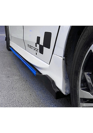 Volvo V70 2007-2013 Mavi Şeritli Renkli Ön Lip Ve Yan Marşpiyel Seti