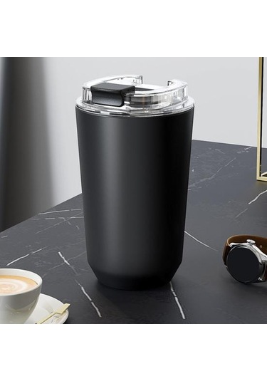 Siyah Paslanmaz Çelik Vakum Yalıtım Fincan Silikon Kapaklı Yalıtımlı Tumbler Seyahat Kupa Sızdırmaz Yeniden Termos Bardak 56819838