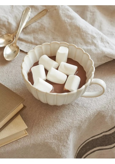 Roomi Çay Ve Kahve İçin Seramik Kupa, 350 Ml, Vintage Bardak 213139114 Fildişi