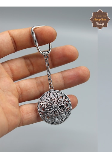 Ay Yıldız Model 925 Ayar Gümüş Oksitli Telkari Anahtarlık 201025157 Gümüş
