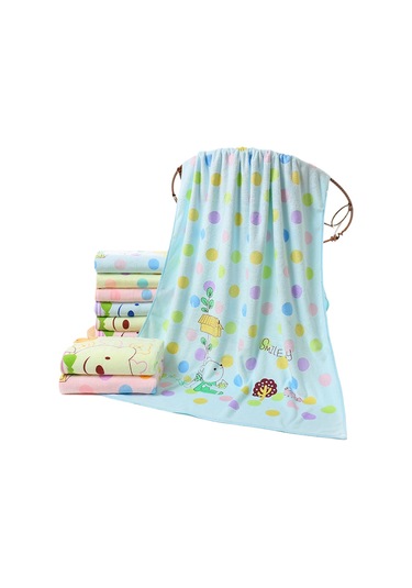 Mikrofiber Karikatür Baskılı Banyo Havlusu Emici Çocuk Büyük Havlu Banyo Örtüsü Çabuk Kuruyan Plaj Havlusu Açık Mavi Standart