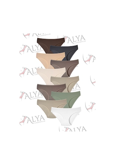 Alya Underwear Kadın Külot Basic Slip Renkli Pamuklu Iç Çamaşırı 10'lu Paket Multicolor-x32 Multicolor -x37