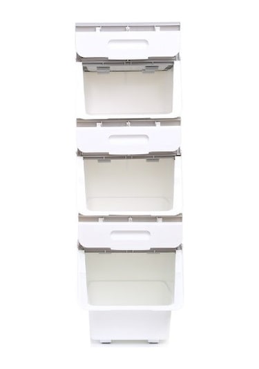 Technow Motek Mt07 Tekerlekli Eşya Ve Erzak Kutusu 3 Katlı  3x12 Beyaz - Gri