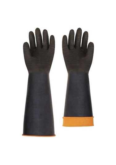 Vento H2-60 Kauçuk Siyah Tırtıklı Asit Eldiveni 60 CM - 1 Çift