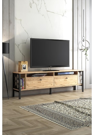 Wood'N Love Luna 160 Cm Tv Ünitesi - Atlantik Çam / Siyah