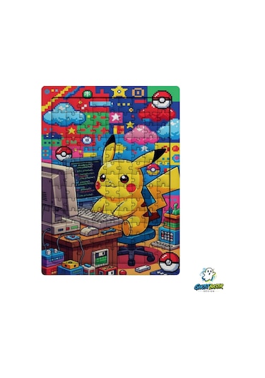 Ghostbastır Design Pikachu 99 Parça Ayaklı Puzzle Dekoratif Çocuk Yapbozu 0176
