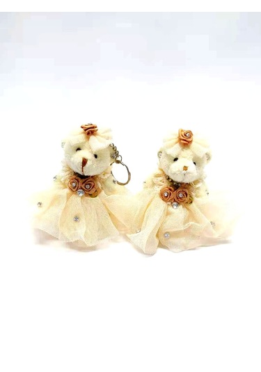 Sevimli Ayıcıklar Üzeri Taş İşlemeli İkili Ayıcık Anahtarlık