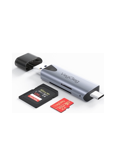 VegGieg Type-c ve Usb 3.0 SD Micro SD TF Kart Okuyucu