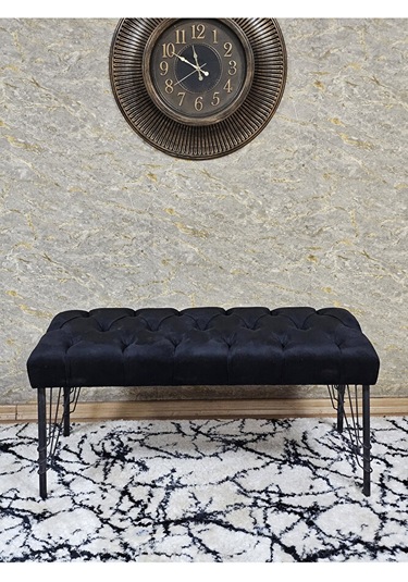 Siyah Boyalı Tel Ayaklı 90 Cm Puf Bench - Puf - Bench - Kasalı Ot Çok Renkli